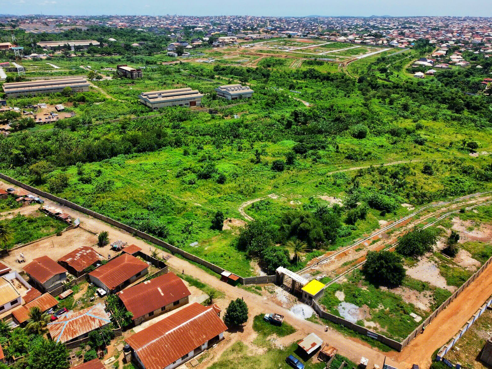 Subdivided plots of land awaiting development in Nigeria